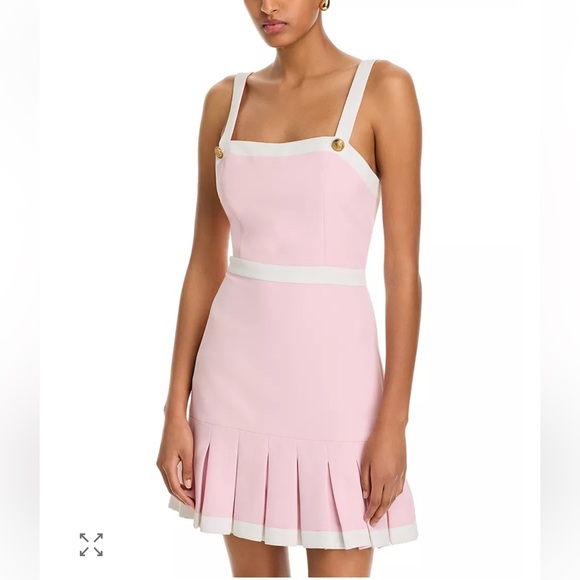 Alice + Olivia Dresses & Skirts - NWT Alice + Olivia Clarine square neck pleated mini dress pink & white sz 0